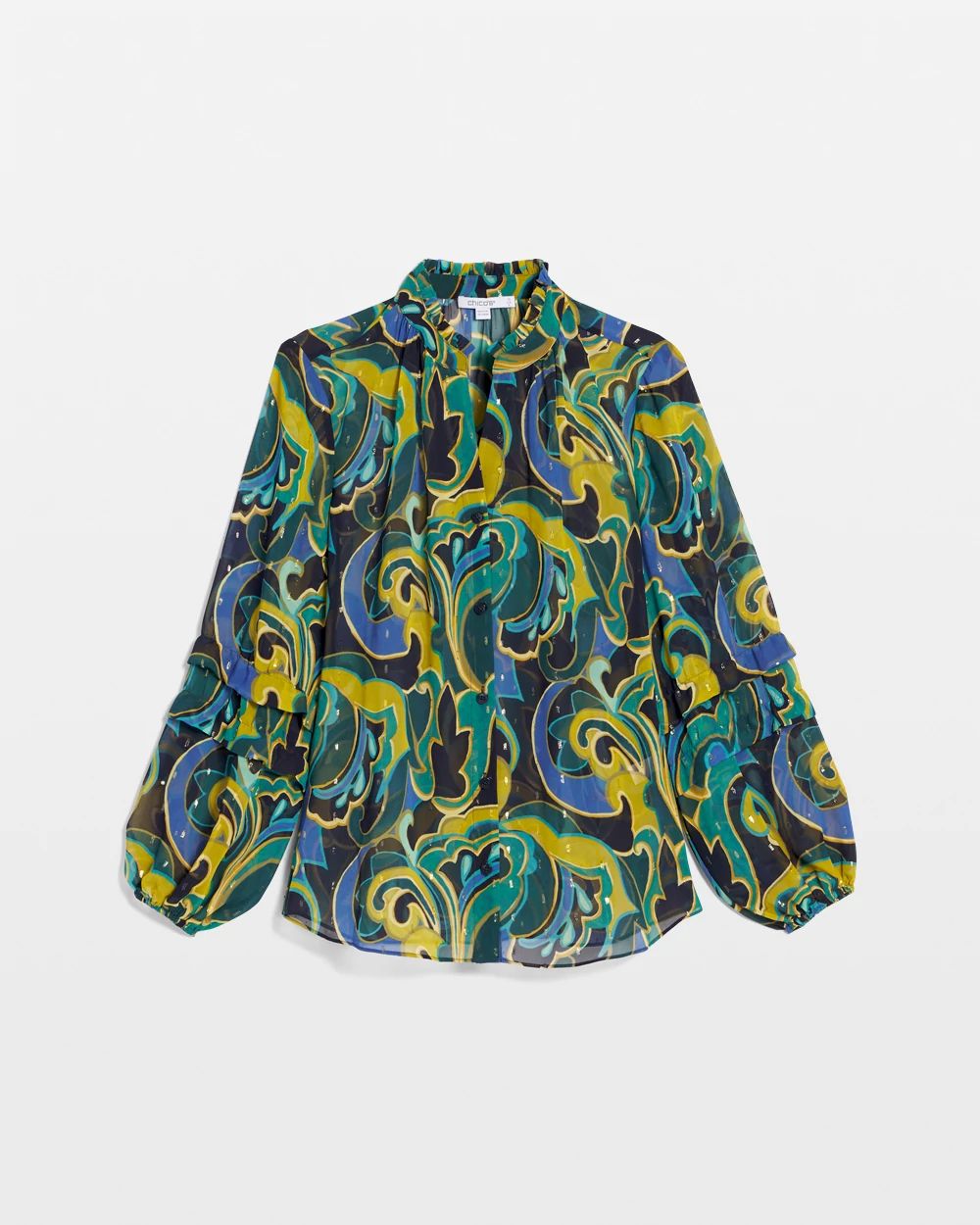 Chiffon Clip Dot Swirl Print Blouse | Chico's